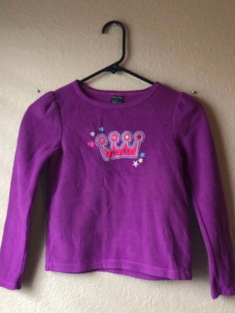 Faded Glory Sweatshirt Girls Kids Y2K Purple Crown Casual Fleece Active Top Sz 8